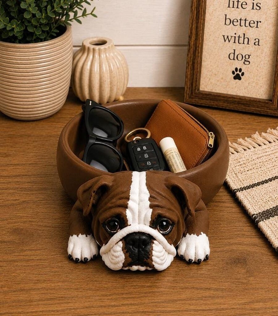 Bulldog Catch All Bowl displayed in a styled product setting