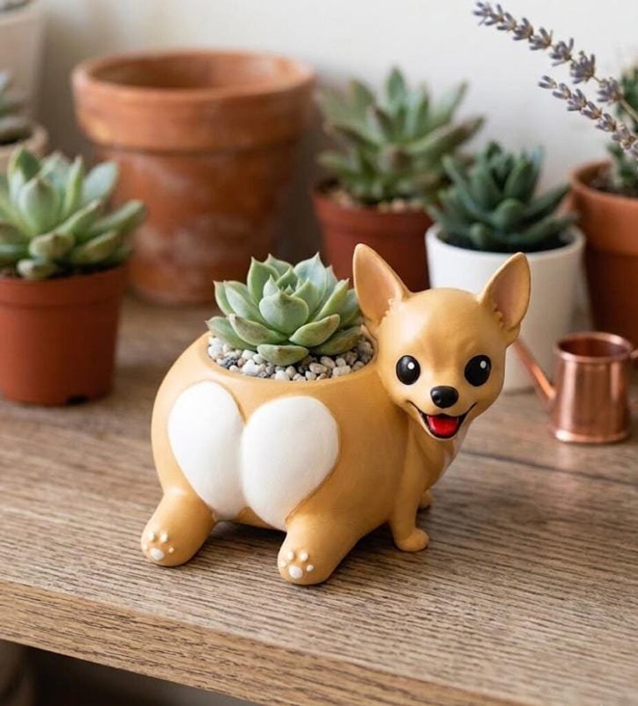 Chihuahua Succulent Planter displayed in a styled product setting