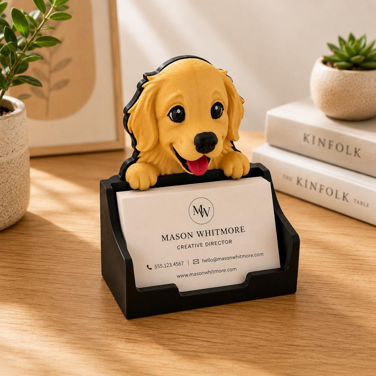 Golden Retriever Business Card Holder product details