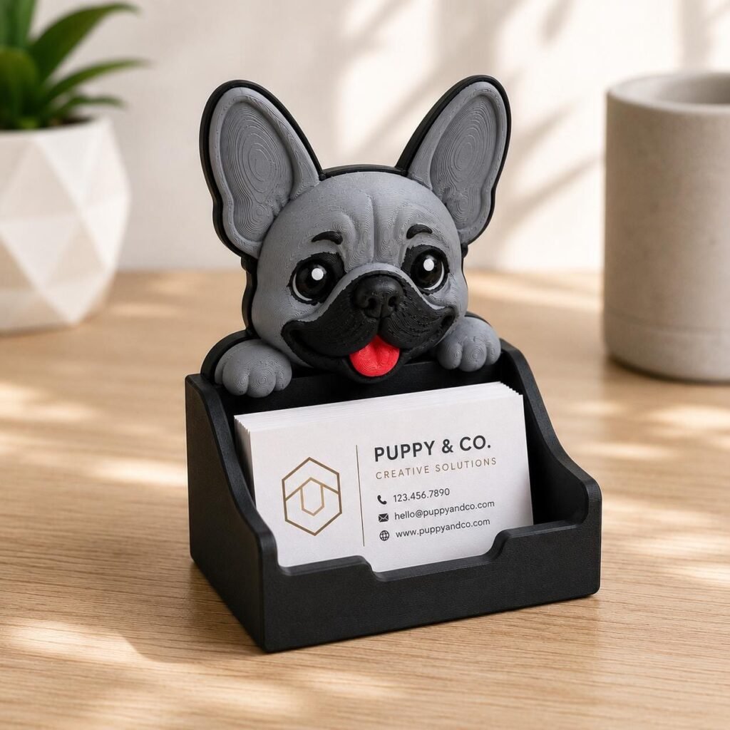Frenchie Business Card Holder displayed in a styled product setting