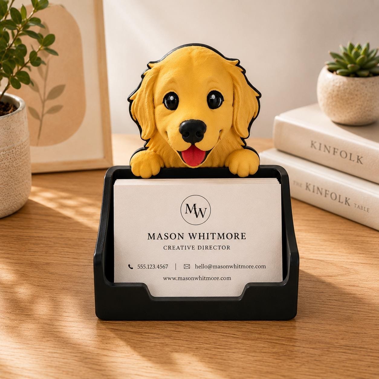Golden Retriever Business Card Holder shown from another angle