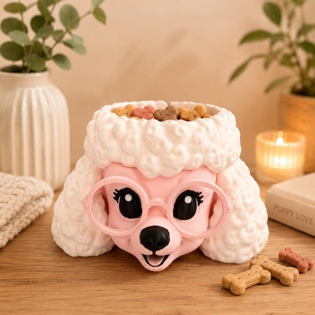 Poodle Dog Treat Holder displayed in a styled product setting