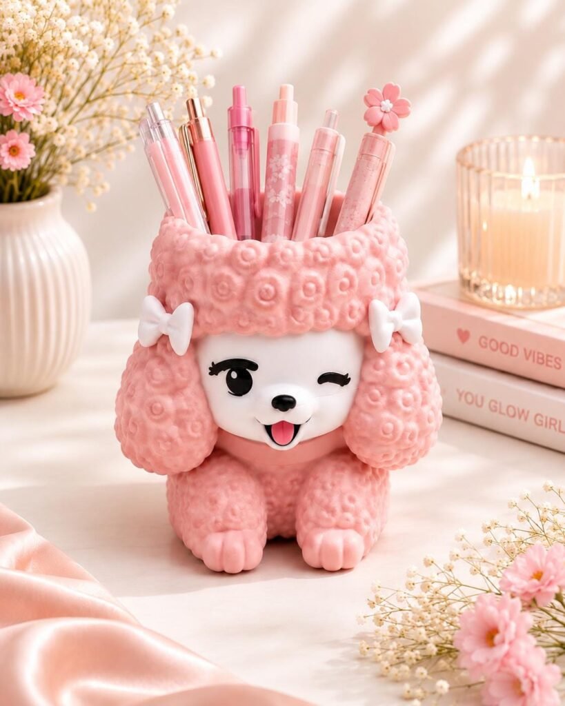 Poodle Pencil Holder displayed in a styled product setting