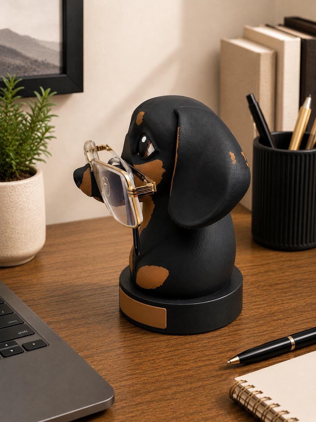 Custom Dachshund Glasses Holder shown from another angle
