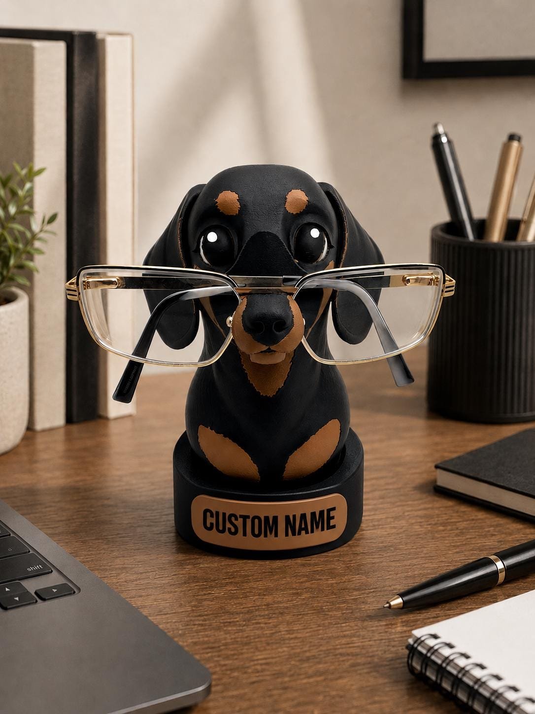 Custom Dachshund Glasses Holder by Four Loyal Paws