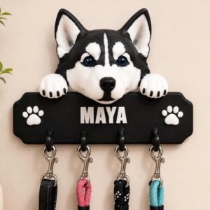 Personalized Husky Leash Holder by Four Loyal Paws