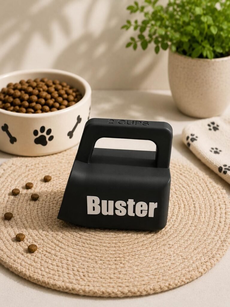 Personalized Dog Food Scoop - Custom Pet Food Scoop with Name - 2 Cup Dog Food Measuring Scoop - Dog Owner Gift - Pet Feeding Accessory shown as a finished personalized dog product