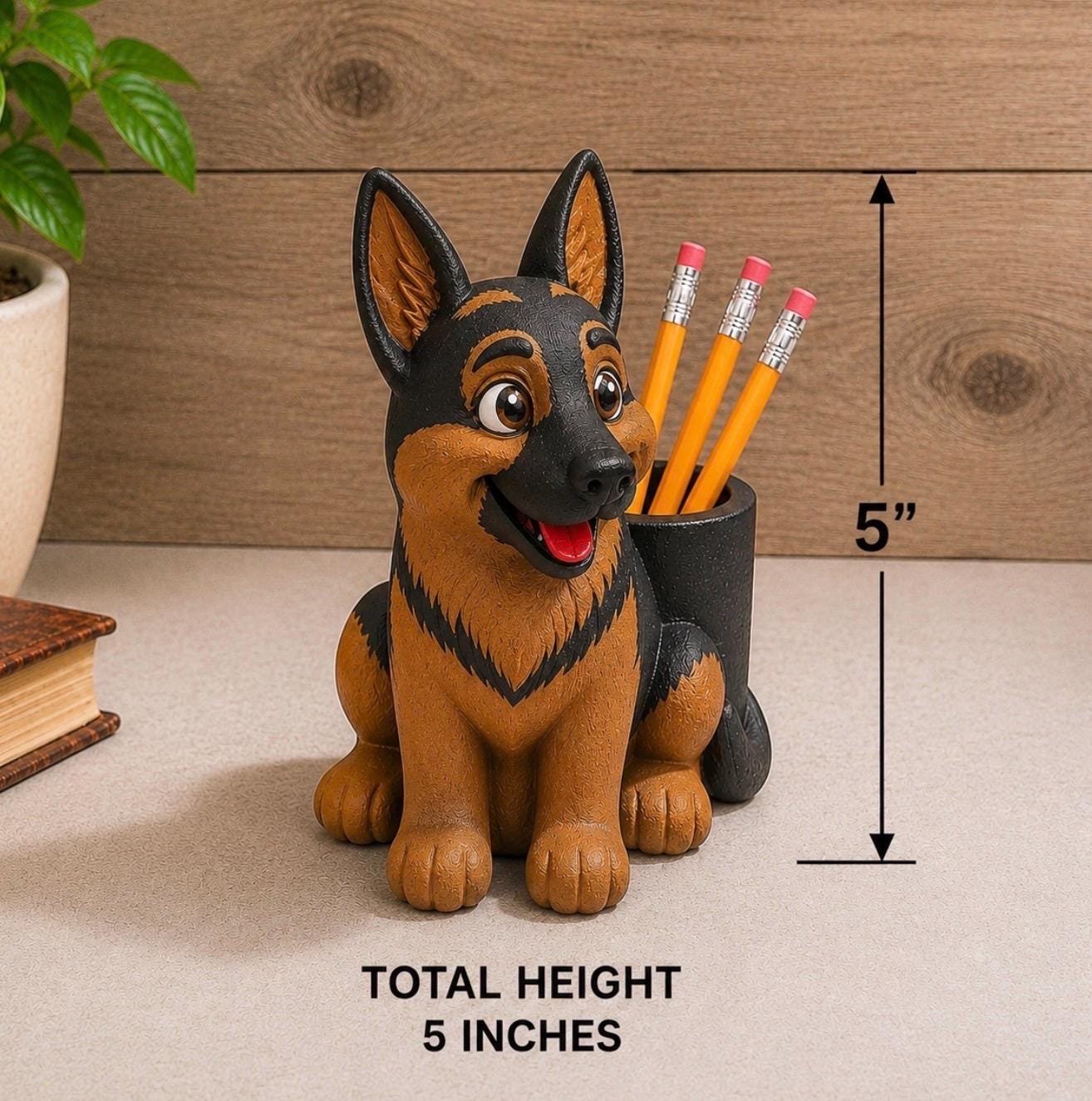 German Shepherd Pencil Holder shown from another angle