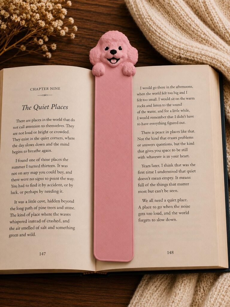 Poodle Bookmark for Book Lovers displayed in a styled product setting