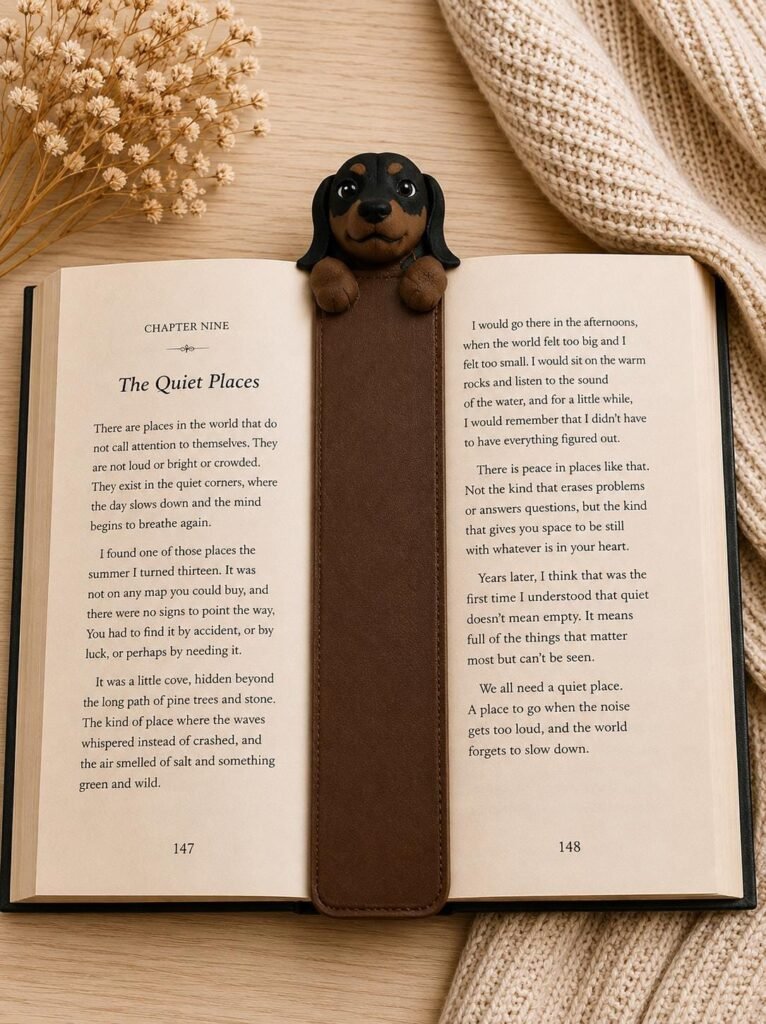 Dachshund Bookmark for Book Lovers displayed in a styled product setting