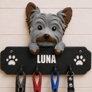Personalized Yorkshire Terrier Leash Holder by Four Loyal Paws