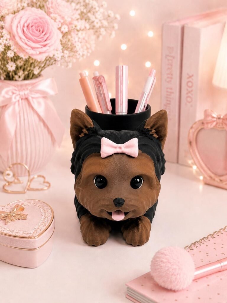 Yorkie Pen Holder displayed in a styled product setting