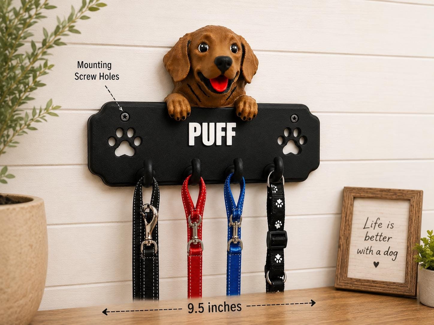 Personalized Chesapeake Bay Retriever Leash Holder shown from another angle