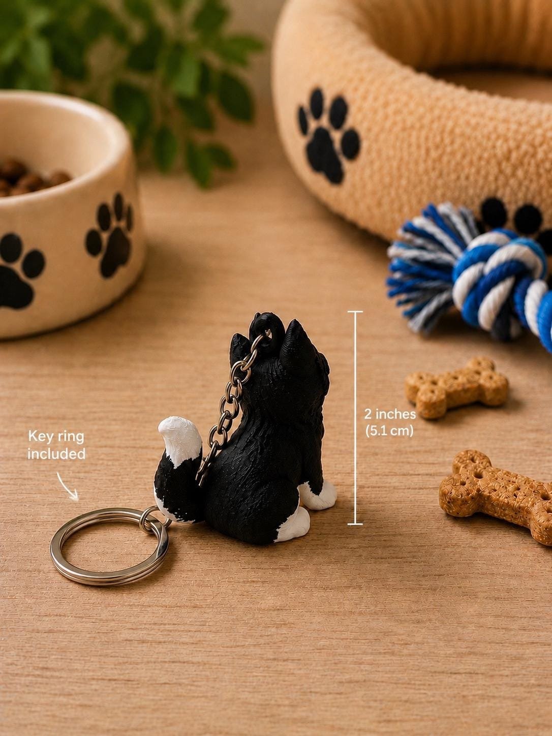 Husky Keychain shown from another angle