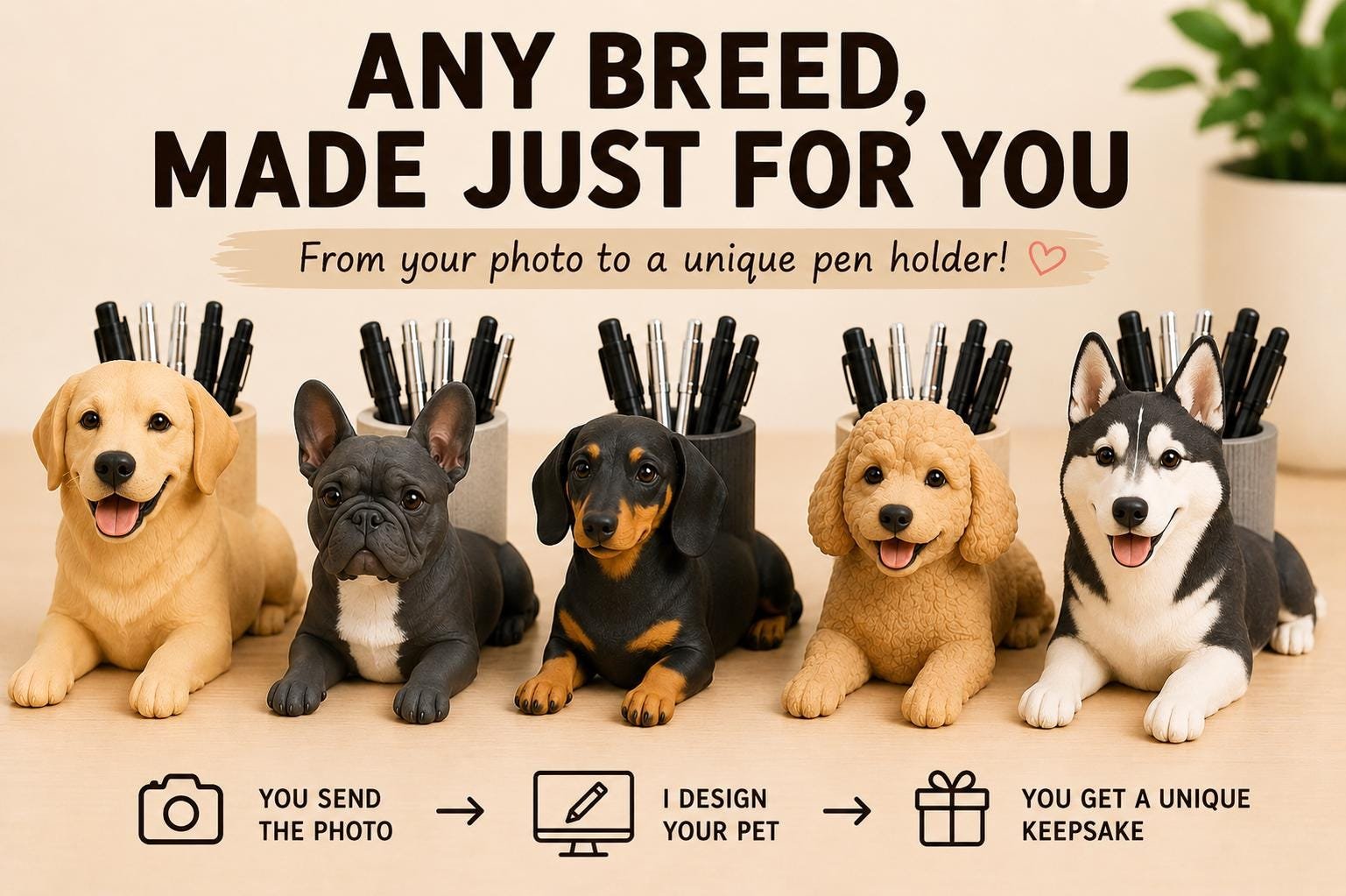 Custom Dog Pen Holder From Your Photo product details