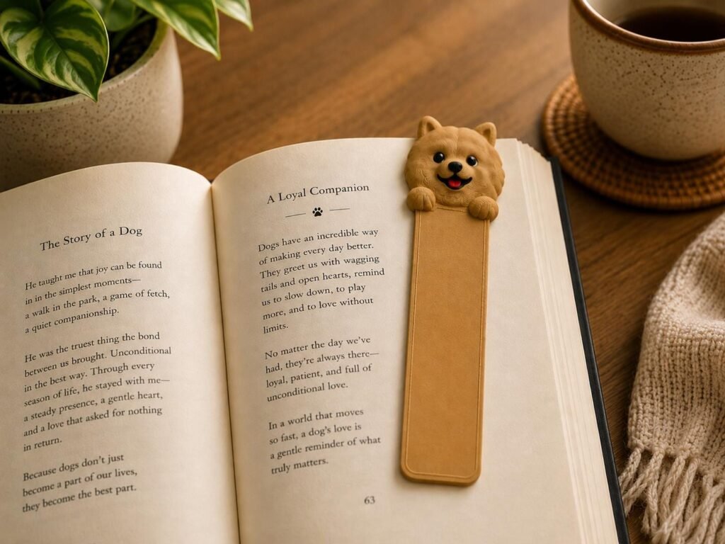 Pomeranian Bookmark displayed in a styled product setting