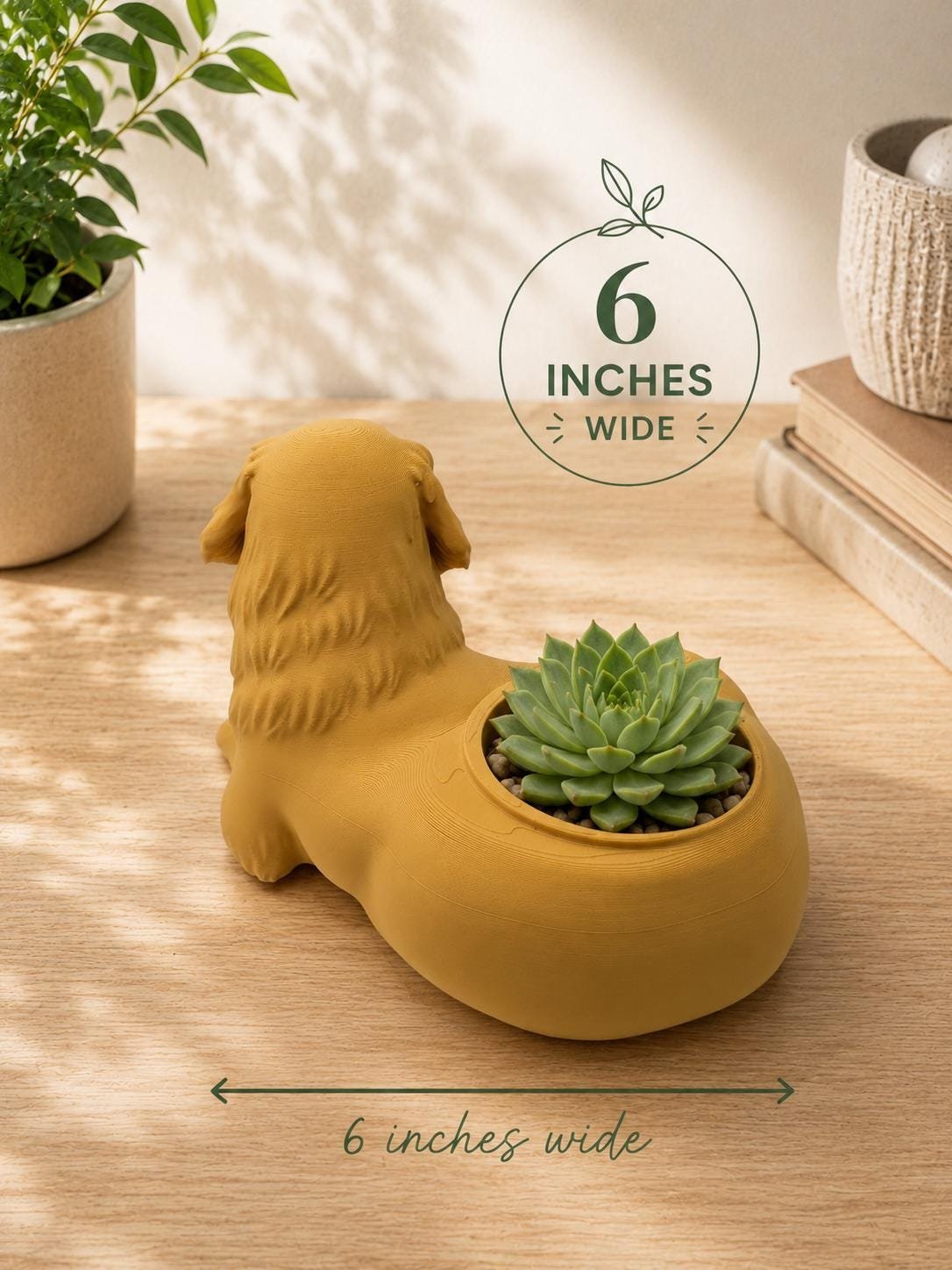 Golden Retriever Succulent Planter product details