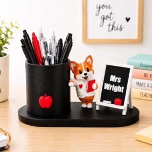Personalized Corgi Teacher Pen Holder by Four Loyal Paws