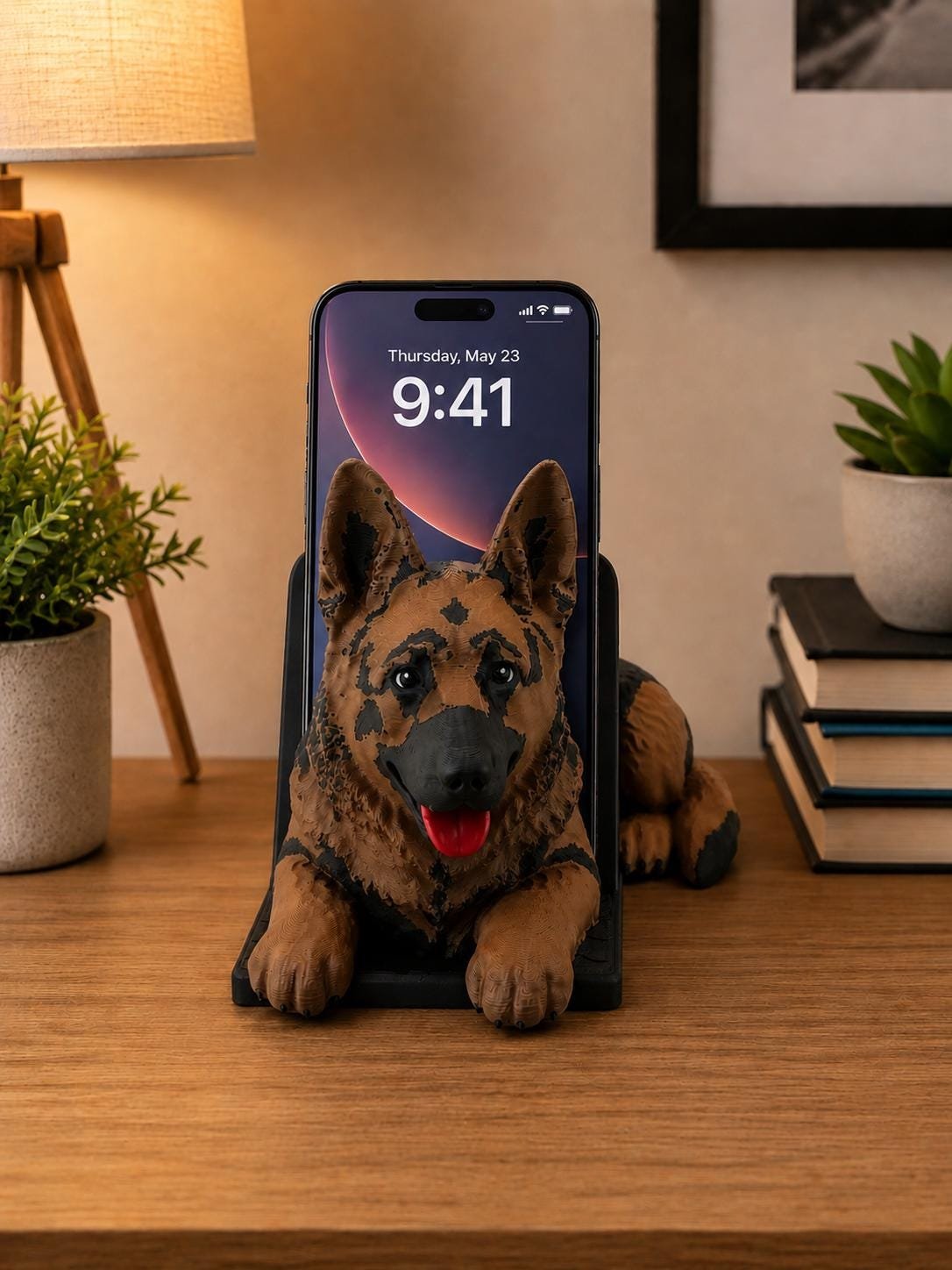 German Shepherd Phone Holder shown from another angle