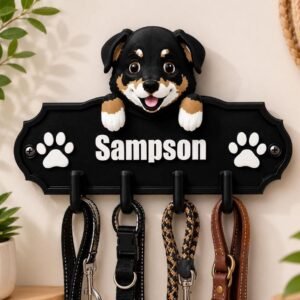 Personalized Australian Shepherd Leash Holder by Four Loyal Paws