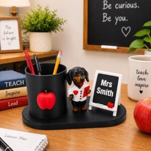 Personalized Dachshund Teacher Pen Holder by Four Loyal Paws