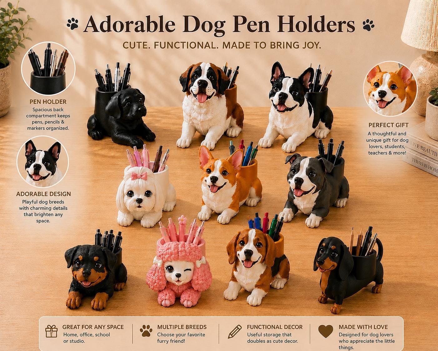 Dog Pen Holder Collection shown from another angle