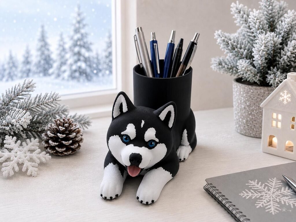Siberian Husky Pen Holder by Four Loyal Paws