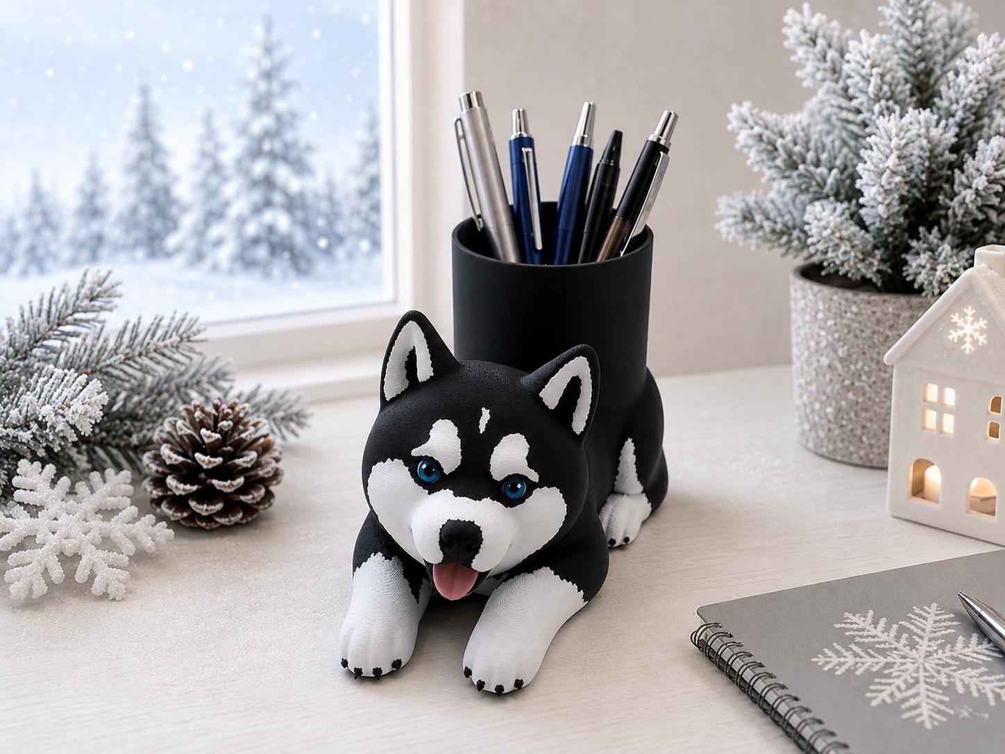 Siberian Husky Pen Holder by Four Loyal Paws