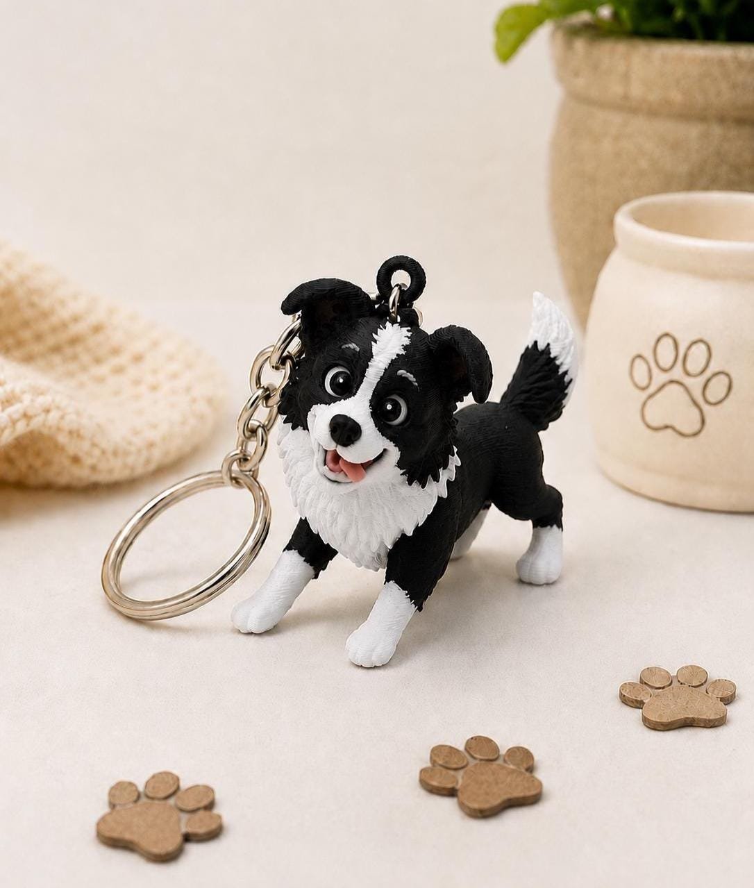Border Collie Keychain by Four Loyal Paws