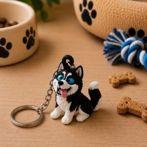 Husky Keychain by Four Loyal Paws