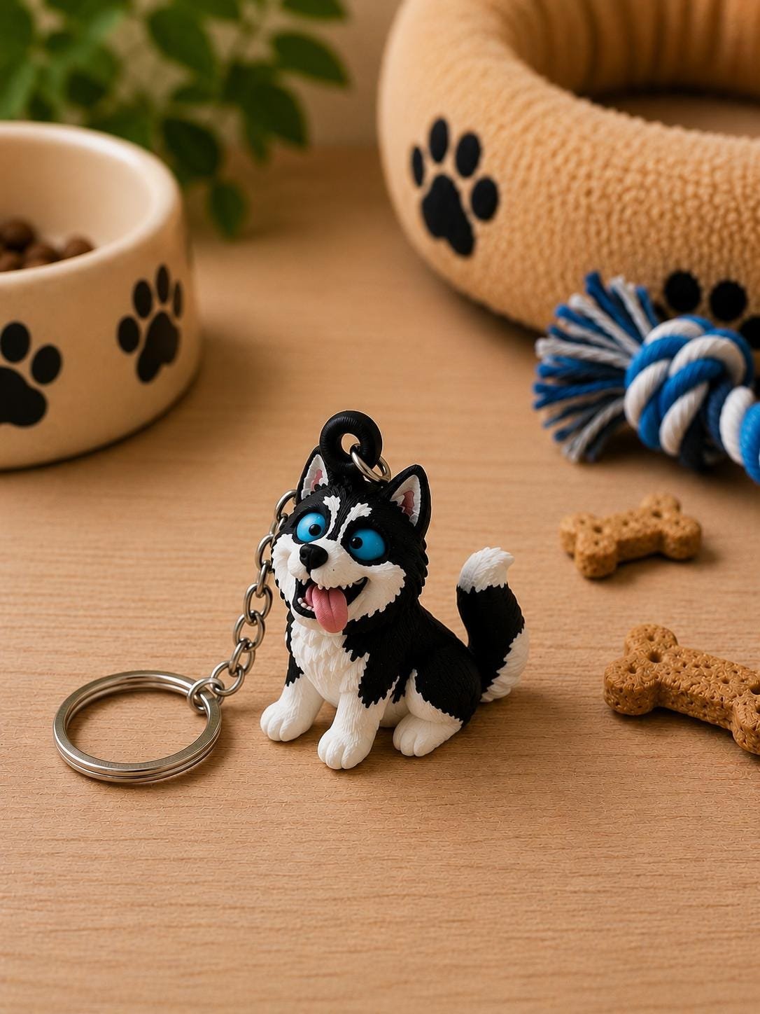 Husky Keychain by Four Loyal Paws