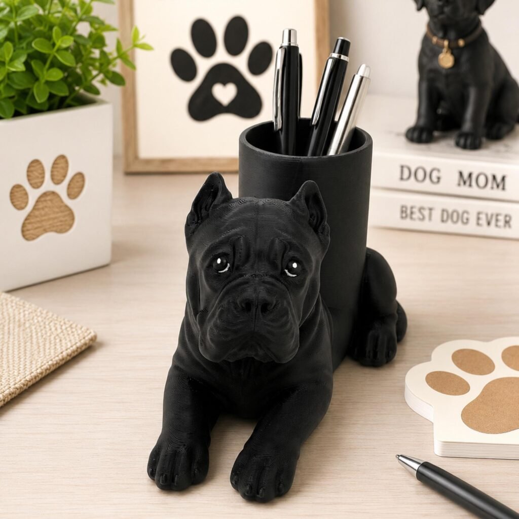 Cane Corso Pen Holder displayed in a styled product setting