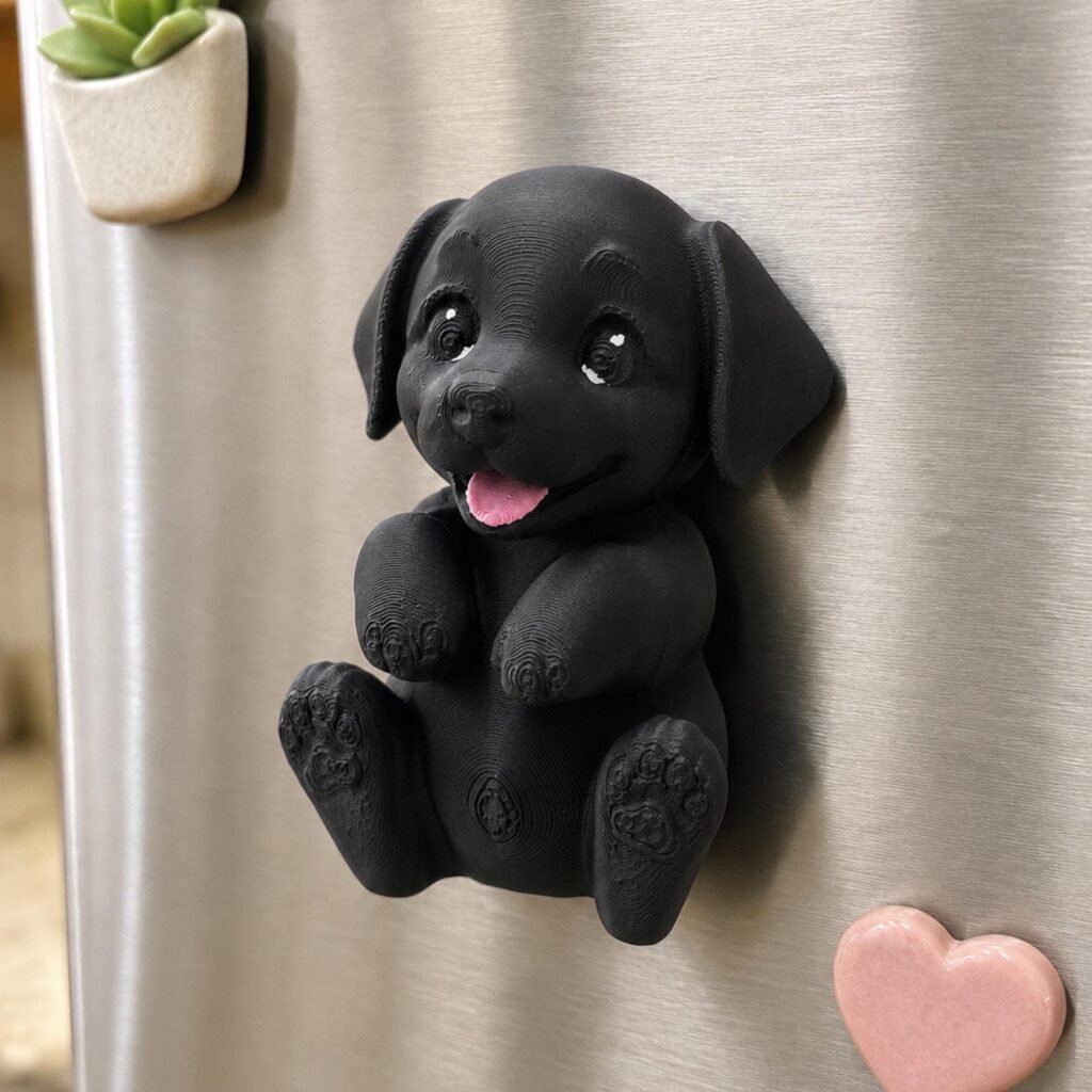Black Lab Articulated Toy displayed in a styled product setting