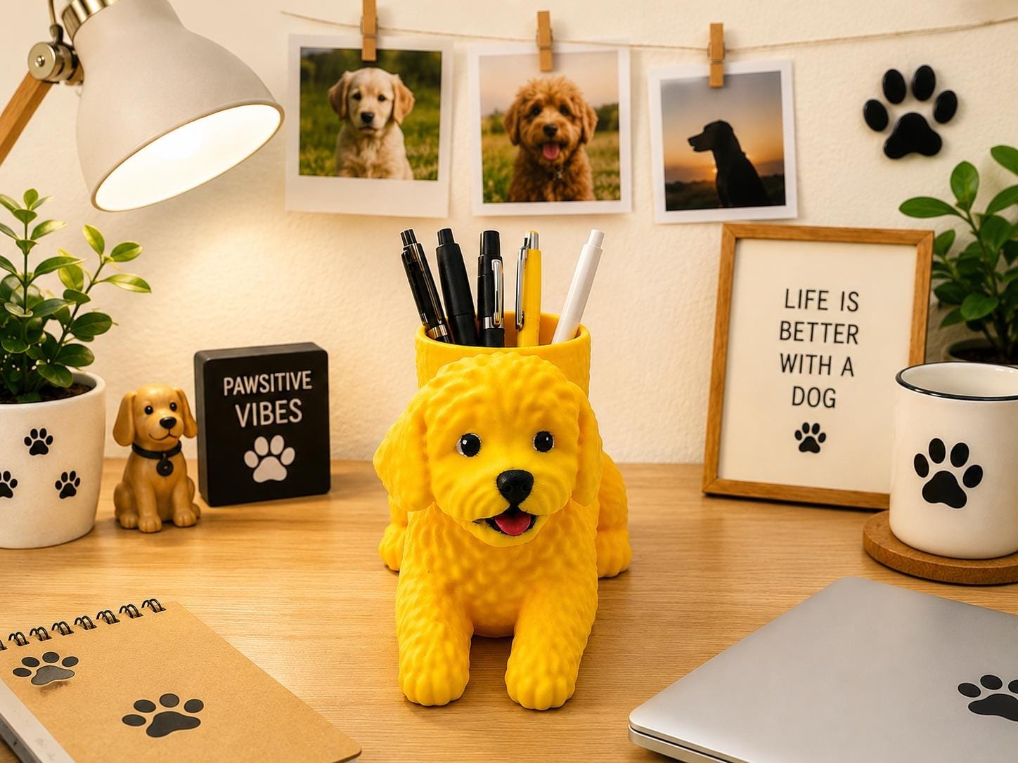Golden Doodle Pen Holder by Four Loyal Paws