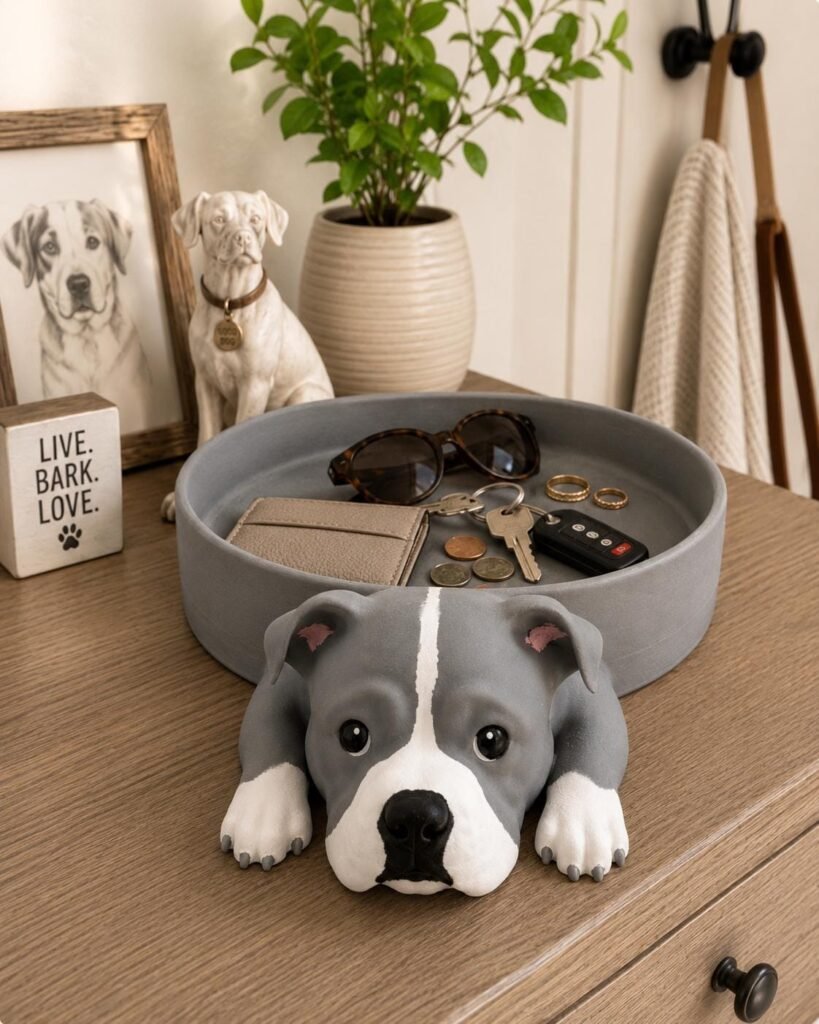 Pit Bull Catchall Tray displayed in a styled product setting