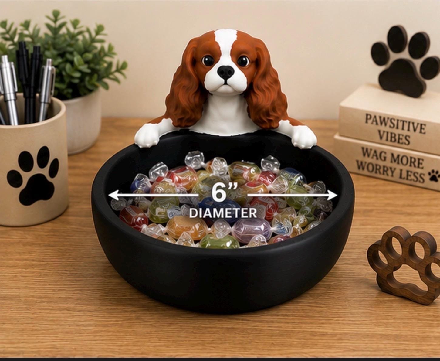 Cavalier King Charles Spaniel Candy Bowl shown from another angle