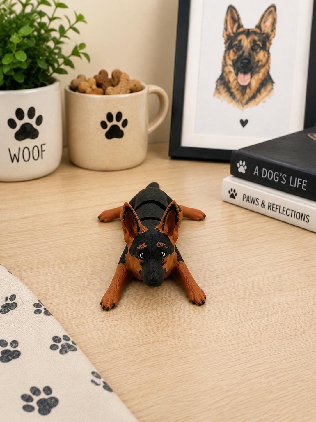 German Shepherd Articulated Toy shown from another angle