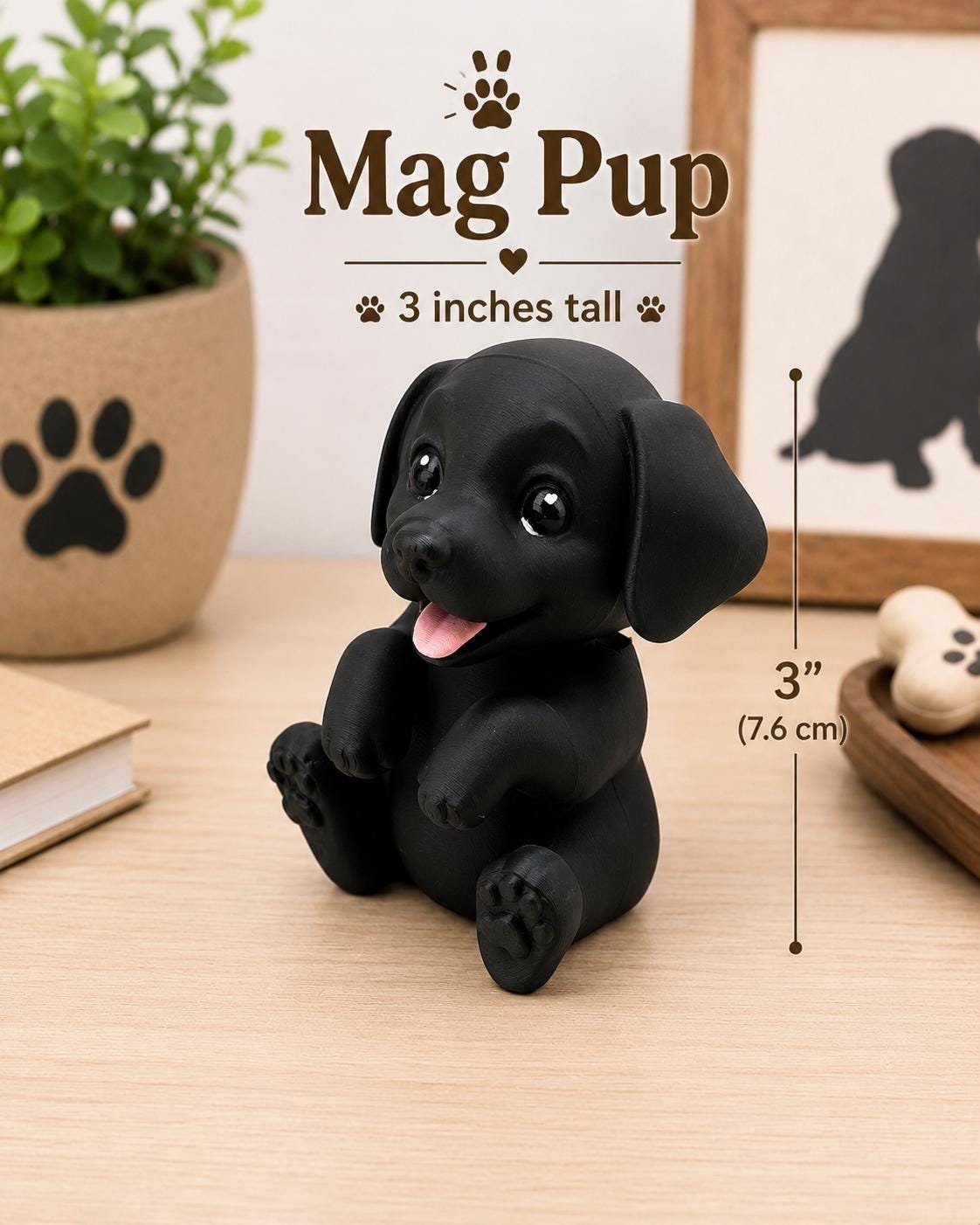 Black Lab Articulated Toy shown from another angle