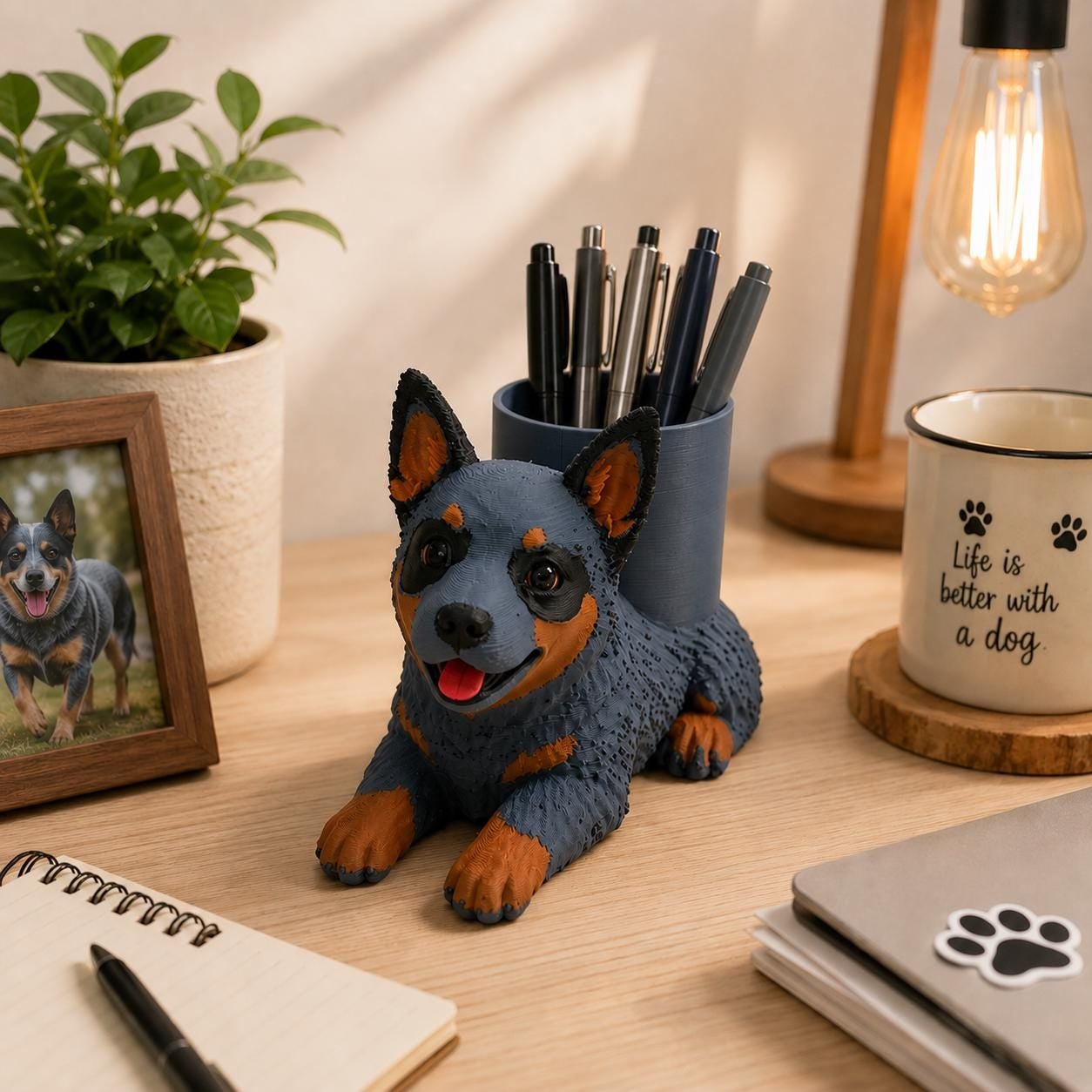 Blue Heeler Pen Holder by Four Loyal Paws