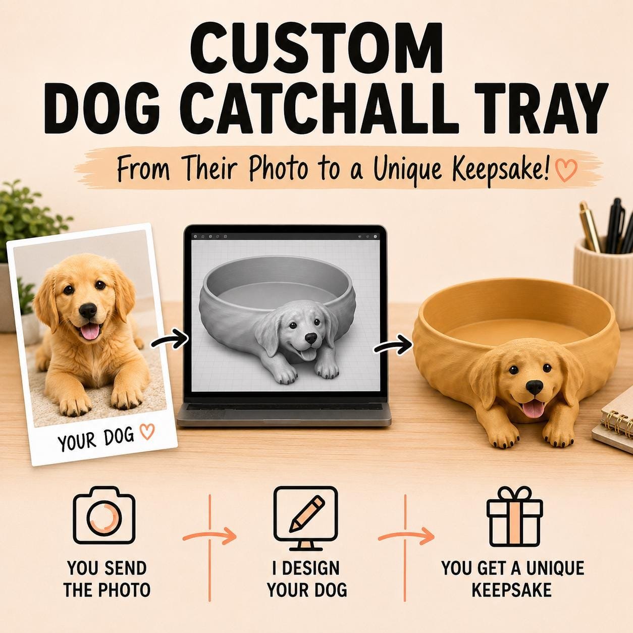 Custom Photo Catch All Tray product details