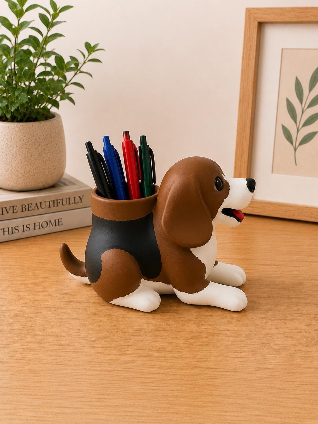 Beagle Dog Pencil Holder shown from another angle