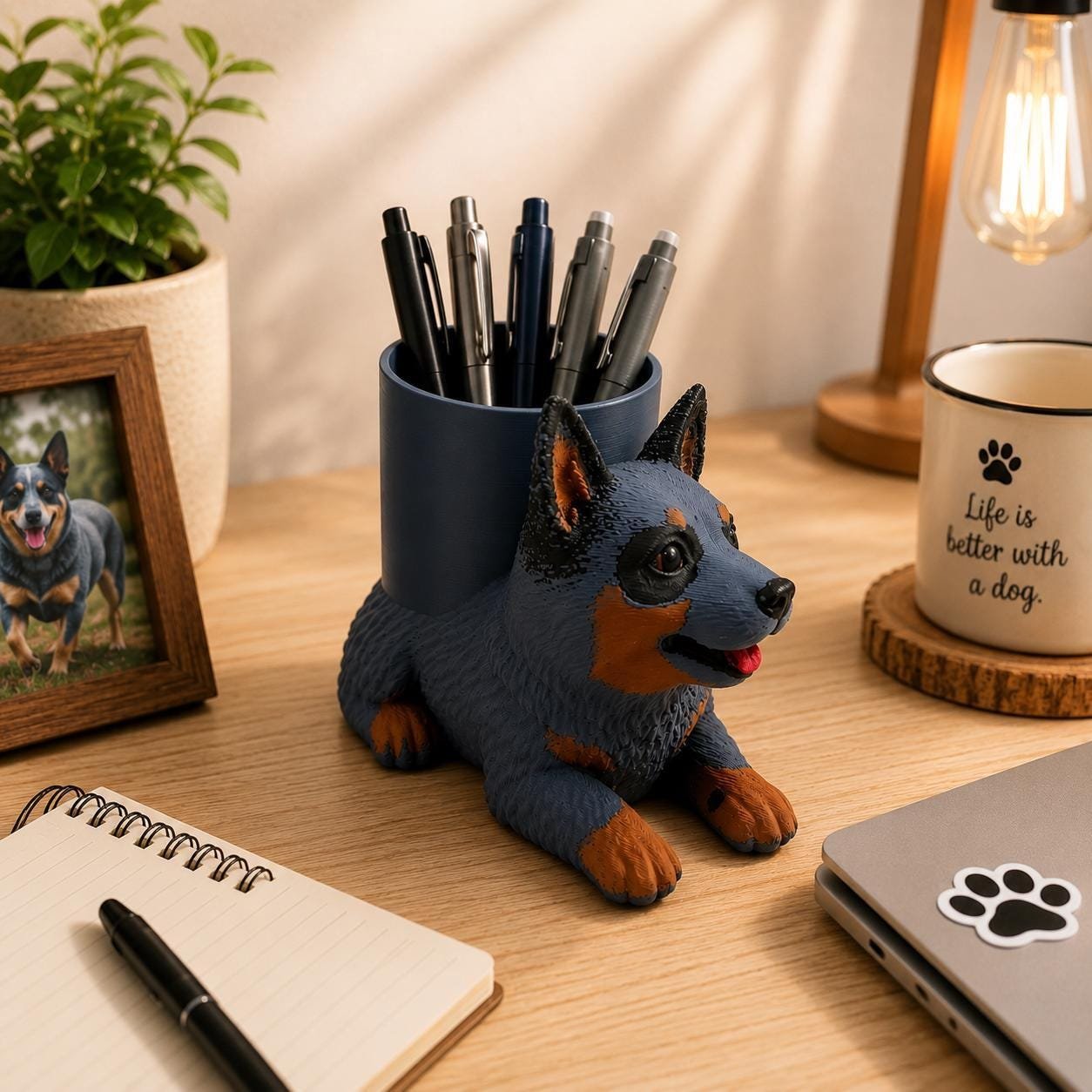 Blue Heeler Pen Holder shown from another angle
