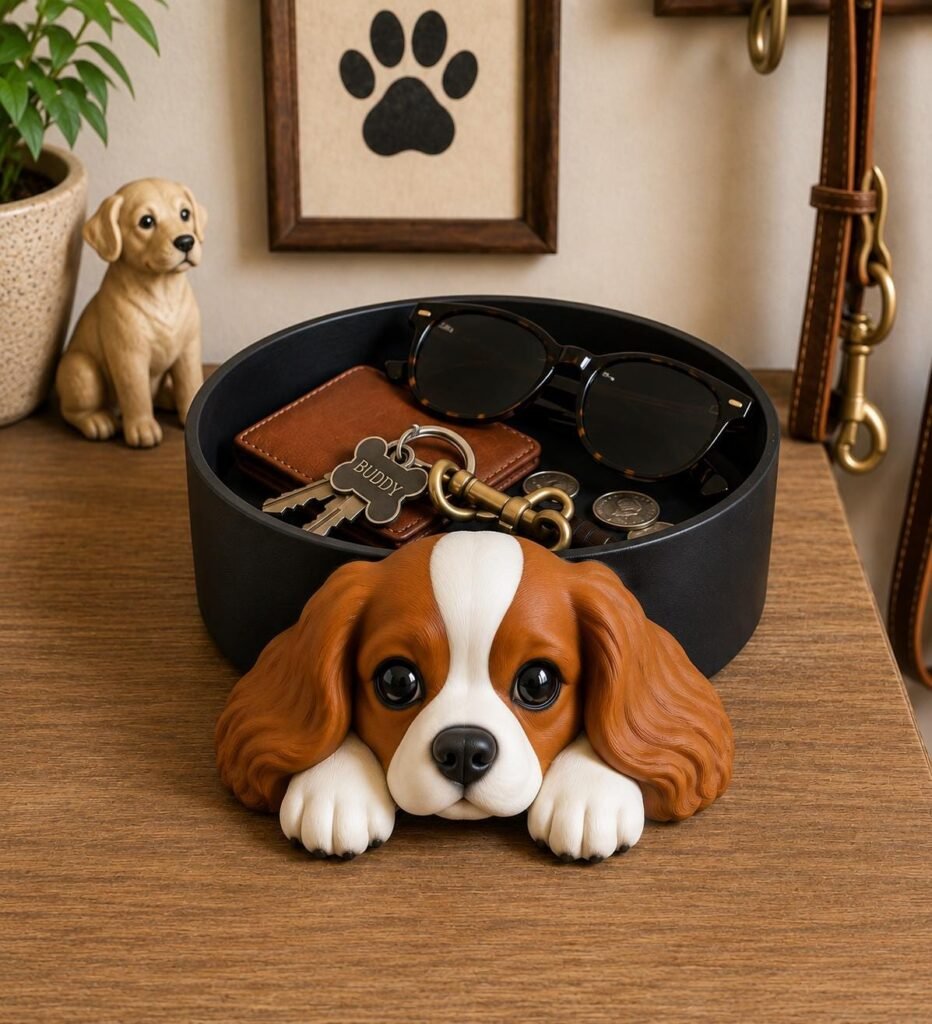Cavalier King Charles Catchall Tray displayed in a styled product setting