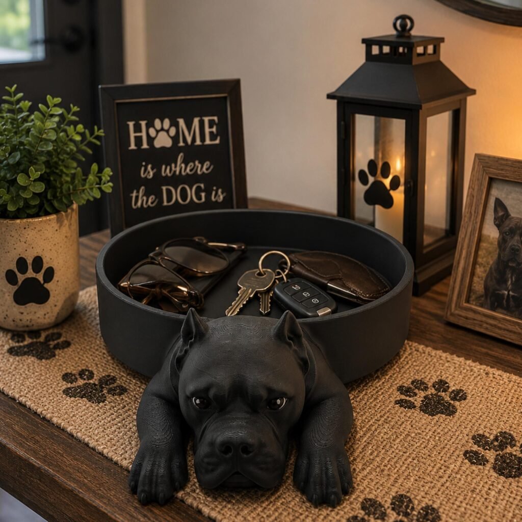 Cane Corso Catchall Tray displayed in a styled product setting