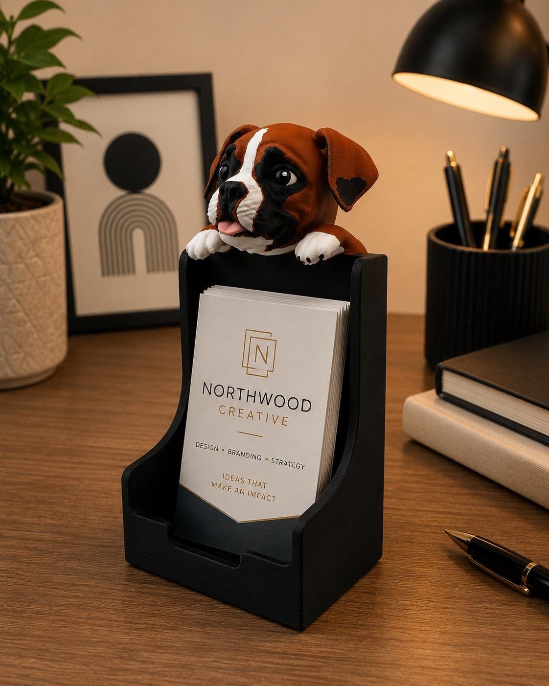 Second view of the Boxer Business Card Holder showing its design and functional details