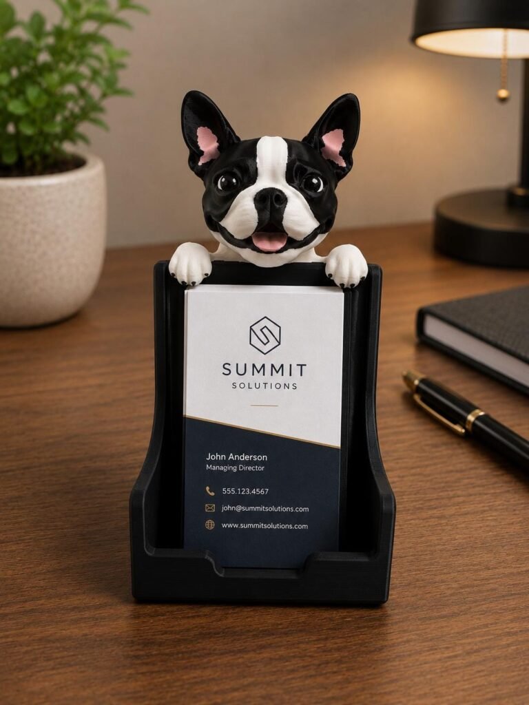 Boston Terrier Business Card Holder displayed in a styled product setting
