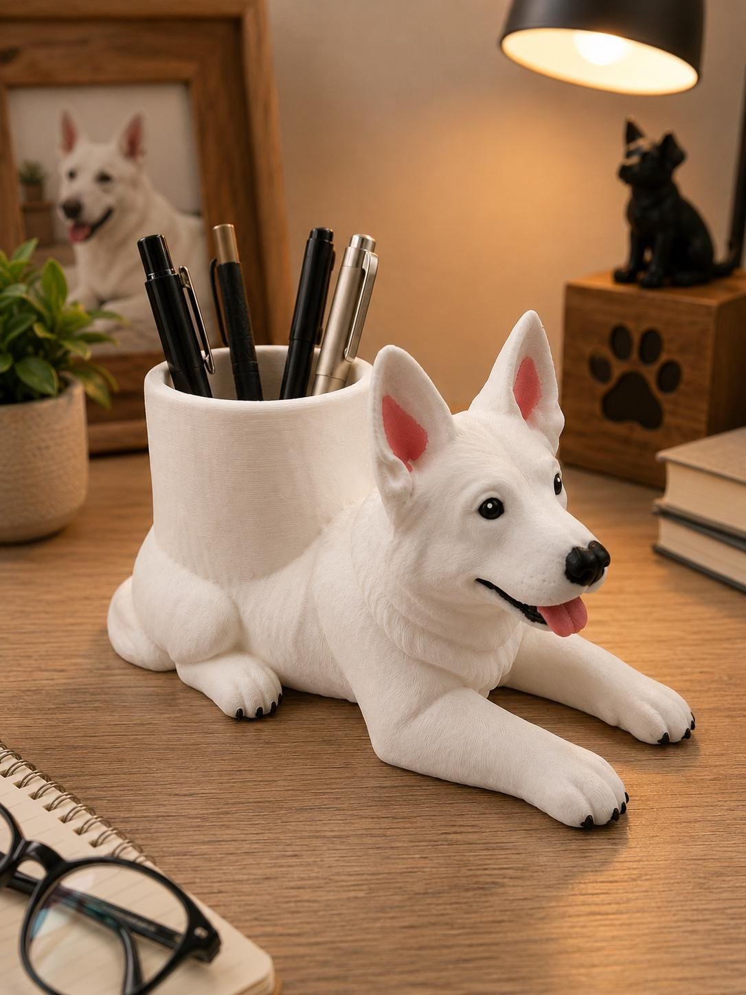White German Shepherd Pen Holder