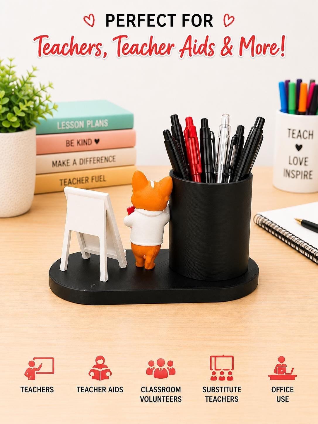 Personalized Corgi Teacher Pen Holder product details