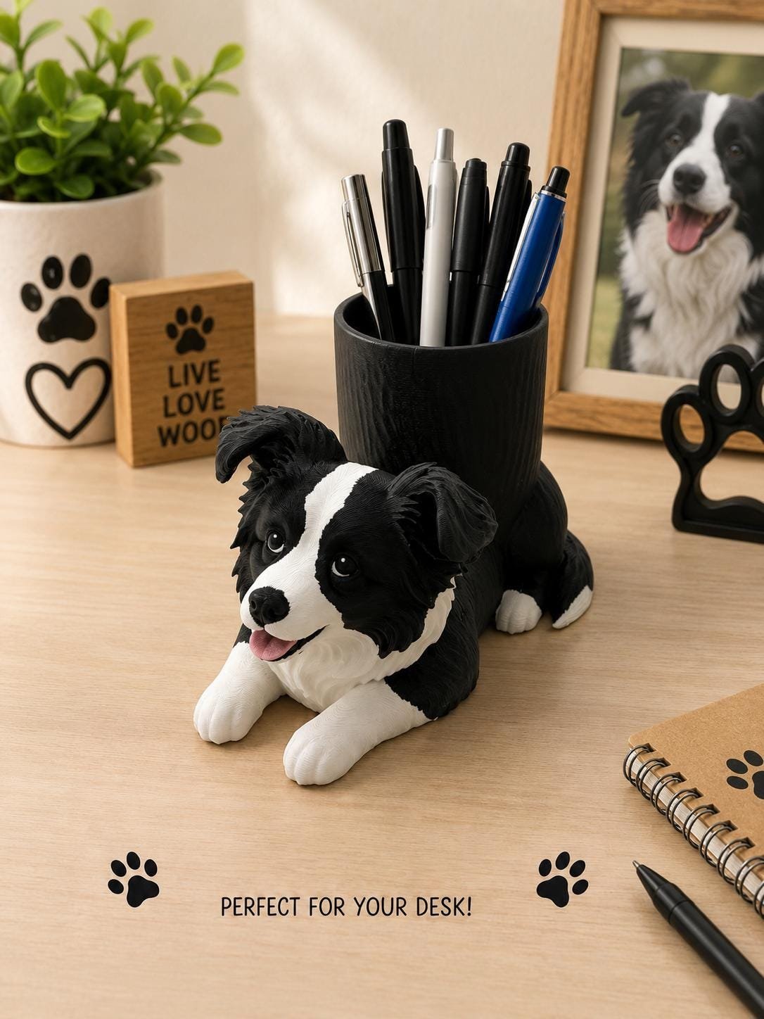 Border Collie Pen Holder shown from another angle
