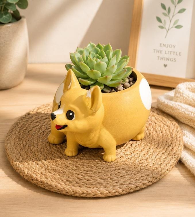 Additional angle of the Chihuahua Succulent Planter showing its shape, size, or use